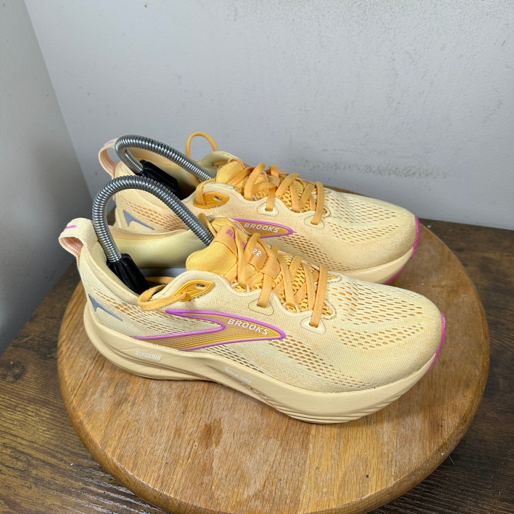 Brooks Glycerin 22 Womens Running Shoes Yellow Orange Pink 1204341B897 Size 8